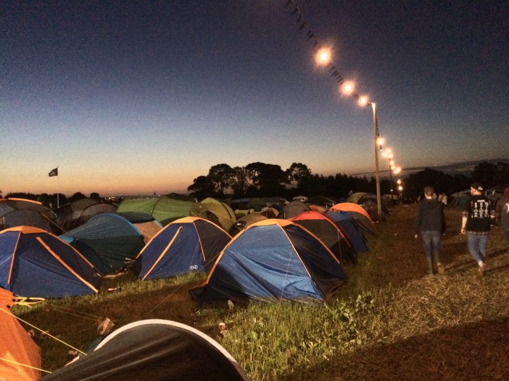 Download festival campsite at dawn