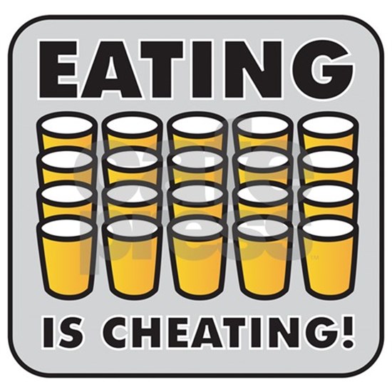 Graphic showing beer and the phrase eating is cheating