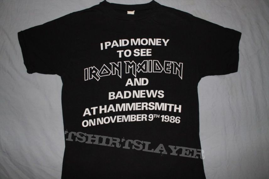 T shirt from the Iron maiden and Bad News gig