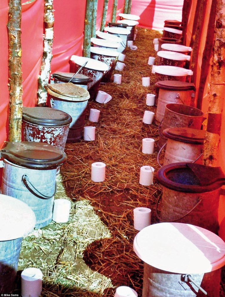 Basic toilets set up for Weeley music festival