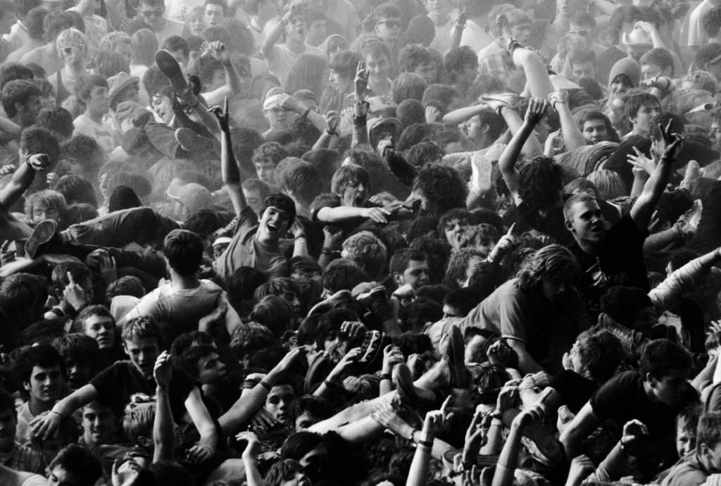 black and white very energetic mosh pit
