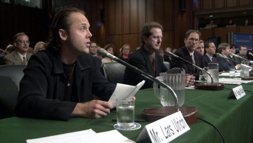 Lars Ulrich testifying in court in the legal battle against Napster