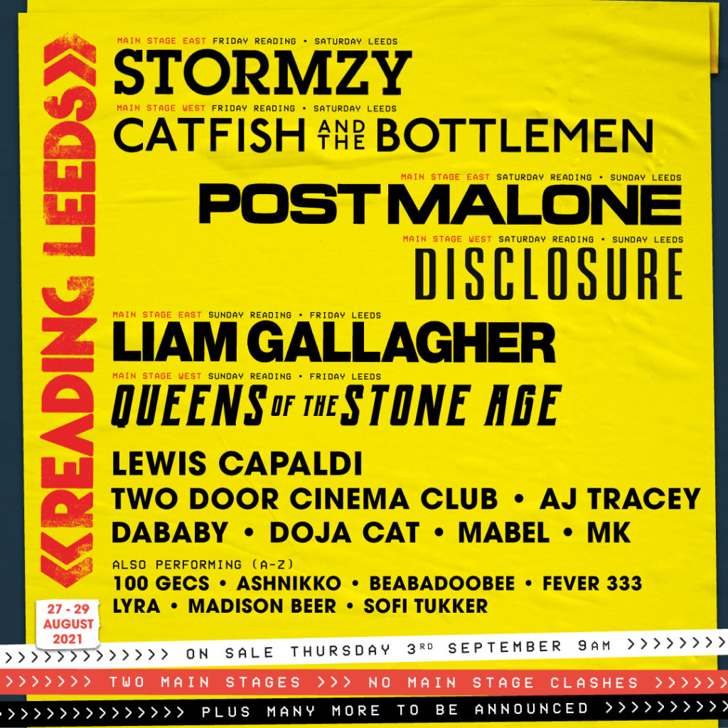 Reading and Leeds festival 2021 line up announcement poster