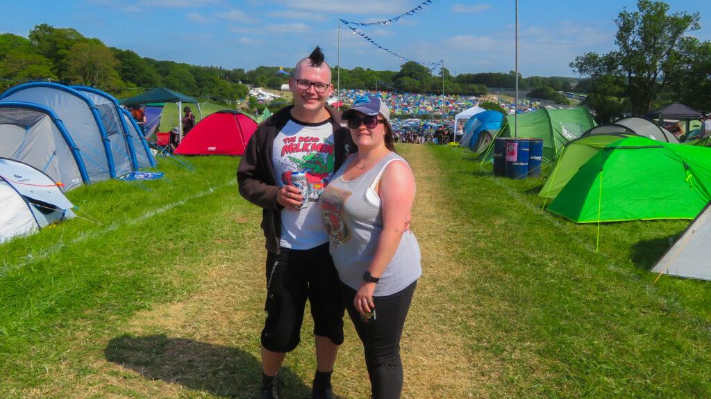 Rob and Esther in a campsite at Download Festival 2023